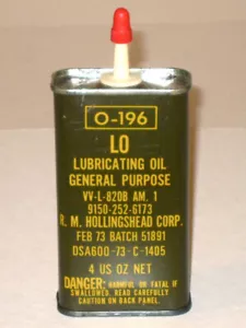 Vintage 1973 Militär O-196 LO Schmieröl HOLLINGSHEAD Werbung Blechdose! - Bild 1 von 6