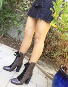 Camy-1 Chunky Stacked High Heel Ankle Lace Up Round Toe Ankle Boot Bootie Shoes - Picture 1 of 13