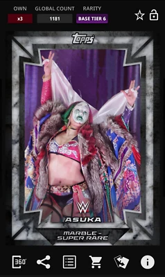 Topps WWE Slam 2018 Asuka Marble Base Tier 6 1181cc Digital - Image 1 of 2