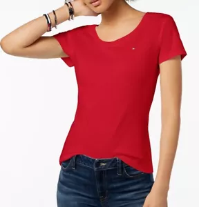 Camiseta Tommy Hilfiger Mujer Cuello Cuchara de Algodón Color Escarlata Talla L #J8SH0381 - Imagen 1 de 1