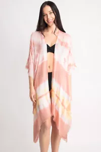Anthropologie Style Hawaiian Tie Dye Lightweight Kimono Shawl Cover up Cardigan - Picture 1 of 5