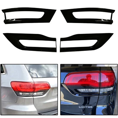 For 2014-2020 Jeep Grand Cherokee Gloss Black Tail Light Cover Trim Bezel Kit - Image 1 of 4