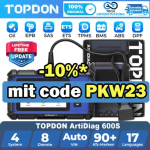 🔥Gratis Update TOPDON AD600S 2.0 Profi KFZ OBD2 Diagnosegerät Deutsch 9Services - Zdjęcie 1 z 18