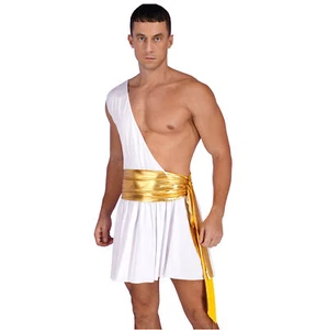 Men's Ancient Greek Roman God Toga Warrior Cosplay Costume Halloween Outfits - Picture 1 of 37