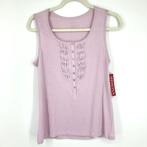 Merona Womens M Sleeveless Top Blouse Tank Pintuck Button Scoop Neck NWT - Picture 1 of 4
