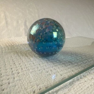 92 GES Glass Eye Studio Iridescent Plume Bullicante Art Glass Paperweight Signed - Picture 1 of 5