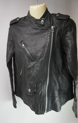 Madewell Black Washed Leather Moto Biker Jacket Motorcycle Women's Size XS E0490 - Image 1 of 4