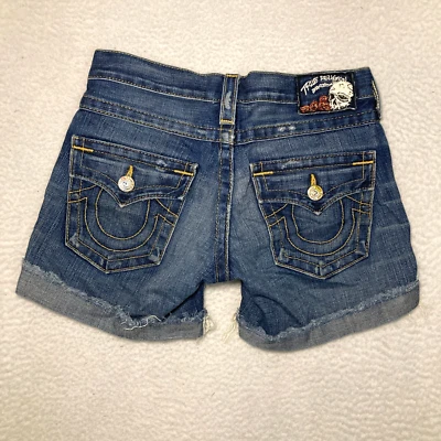 Vtg True Religion USA Made Jayde Shorts Womens Sz 24 (Fit 28) Embroider Y2K RARE - Image 1 of 4