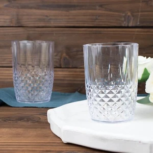 6 CLEAR16 oz Crystal Cut Plastic DRINKING GLASSES Party Events Home Decorations - Picture 1 of 8