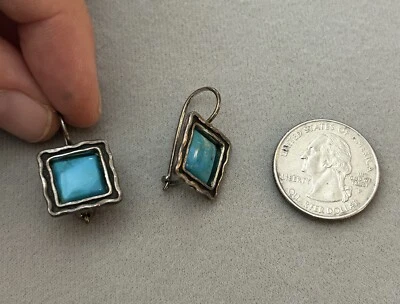 Pendientes turquesa con marco cuadrado de ley Silpada #0186865 Foto 1 de 3