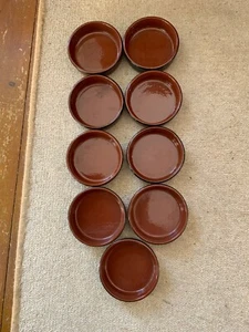 NEW 9 x Brown Burnished Ceramic ramekin 11cmx3cm dishes. - Picture 1 of 5