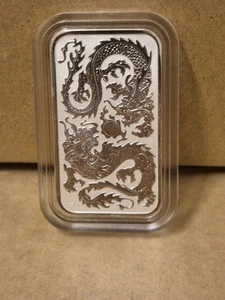 2020 Australian Dragon 1oz Silver Rectangular Bullion Bar In Capsule- Perth Mint - Picture 1 of 5