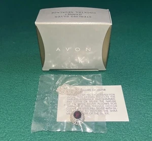 Vintage Avon 925 Sterling Silber Granat Cocktail Halskette Edelstein mit Box, NOS - Bild 1 von 5