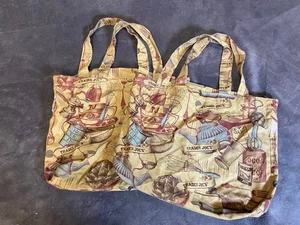Menge 2 Vintage Trader Joe's Tragetasche Küchenutensilien Koch Stofftasche Hergestellt in den USA - Bild 1 von 6