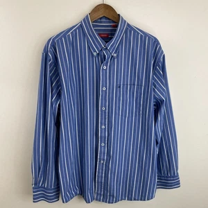 IZOD Shirt Mens XL Blue Vertical Striped Long Sleeve Button Down 100% Cotton - Picture 1 of 19