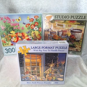 (Lot of 3) Bits & Pieces Puzzle, (2) 300 Pc + (1) 500 Pc Winter New & Sealed - Picture 1 of 5