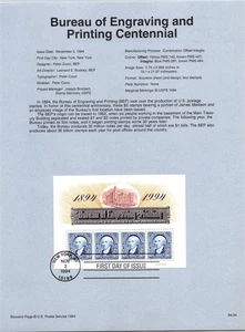 1994 $2 BEP SHEET- Fantastic First Day Souvenir Pages (USED) - Picture 1 of 1