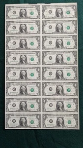 $1.00 (16) Note Uncut Sheet 1981 FRB "B" - Picture 1 of 3