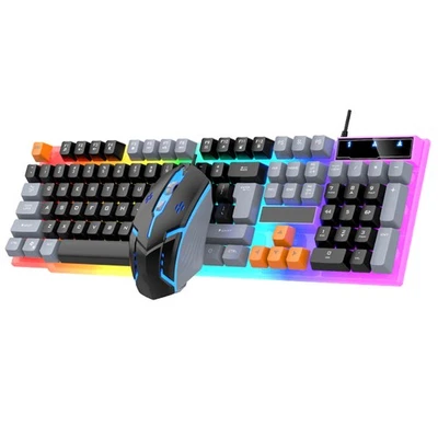RGB PC Gaming Keyboard Mouse Set LED Gamer Bundle Mechanical Feel Kits 2in1 - Image 1 of 4