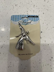 Angel - My Sister My Friend ~ Brooch/Pin ~ Silvertone ~ Sassy & Chic ~ NOS - Picture 1 of 4