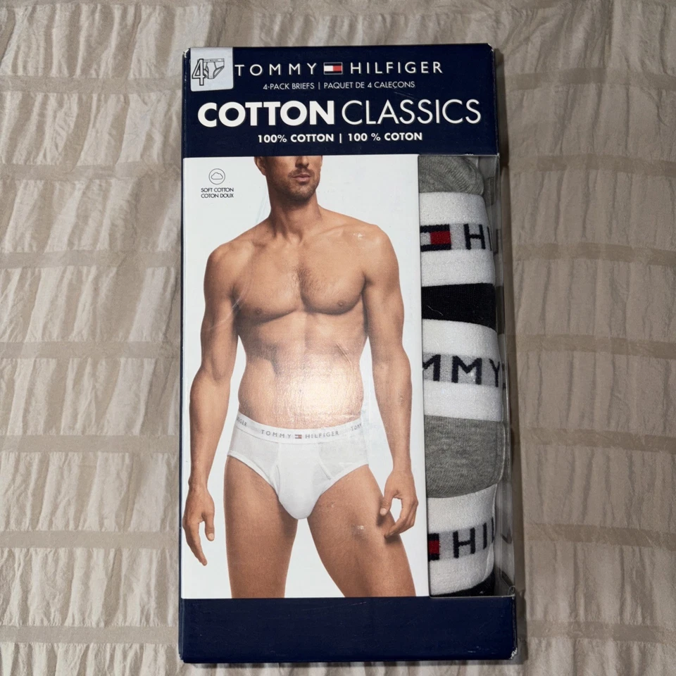 Paquete de 4 calzoncillos Tommy Hilfiger para hombre talla XL negros/grises Foto 1 de 4