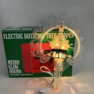 VTG Christmas Merry Glo Round Spinner Halo Sputnik Tree Topper Read - Picture 1 of 11