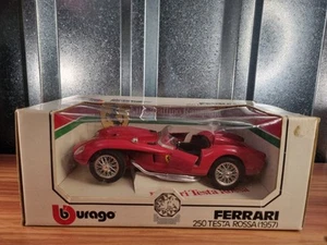 Burago Red Ferrari 250 Testa Rossa 1957 1/18 Die-Cast Metal Model Car Vintage Bx - Picture 1 of 8