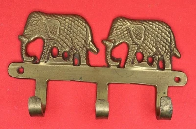 Elephant Shape Victorian Style Brass Handmade Cup Towel Cloth Wall Hanger Hook - image 1 of 4