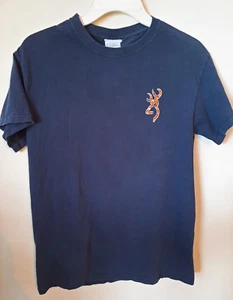 BROWNING Blue/brown Deer Head Logo Graphic T-Shirt Adult Small--EUC!! - Picture 1 of 3