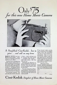 VINTAGE 1930er Jahre Druckanzeige ~ Cine-Kodak Heimfilmkamera ~ einfachster Heimfilm.. - Bild 1 von 1