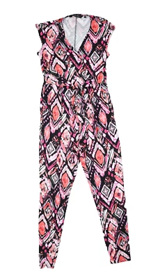 Colleen Lopez Belted Tank Jumpsuit Surplice Neck Sleeveless Pink Black Womens M Foto 1 de 4