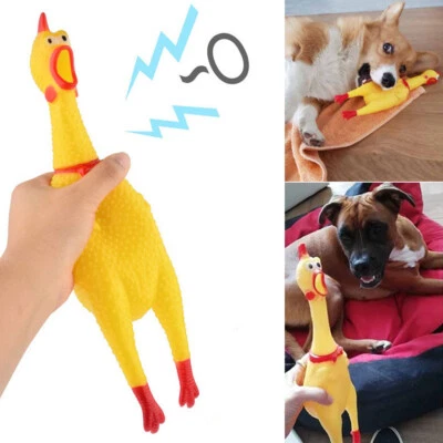 Squeeze Shrilling Screaming Rubber Chicken Pet Dog Bite Toy Squeaker Chew Gift - Image 1 of 4