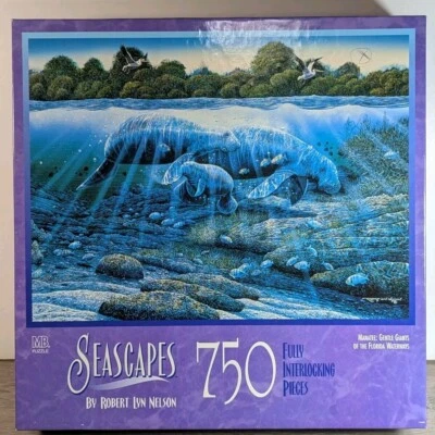 Rompecabezas MB Seascapes de Robert Lyn Nelson 750 piezas manatí gentiles gigantes Foto 1 de 4