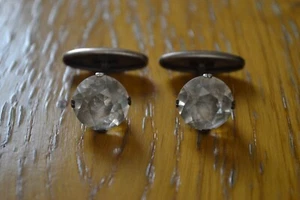 Gemelos originales vintage soviéticos URSS plata 875 piedra natural estrás - Imagen 1 de 8