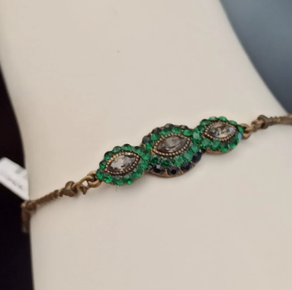 Браслет Michal Negrin Royal Deep Green Marquise Identity ар-деко магнитный новый - Изображение 1 из 4