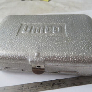 UMCO Model P-9 ALUMINUM POCKET TACKLE  BOX WITH  ABOUT 18  ASSORTED BAITS