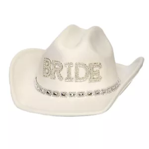 Women's Cowgirl Bride Cowboy Hat - Bachelorette Party Accessory Western White - Picture 1 of 3