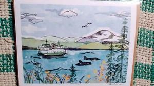 SCHÖNE GRUSSKARTE PUGET SOUND ZUSTAND FÄHREN MT.RAINIER WA. 5 x 7 - Bild 1 von 12