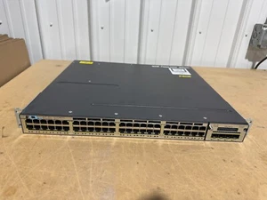 Cisco Catalyst WS-C3750X-48T-S 48 Port Gigabit Ethernet W/ C3KX-NM-1G READ - Picture 1 of 2