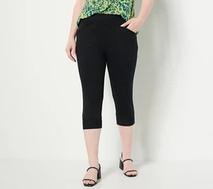 LOGO by Lori Goldstein Lounge French Terry Capri Jogger Pants Black XS New - Picture 1 of 1