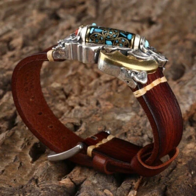 A24 Armband Pixiu Fabelwesen drehbare Dzi-Perle mit Türkisen Silber 925 Leder - Bild 1 von 4