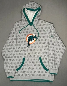 Miami Dolphins Reebok Vtg Y2K NFL Football AOP Sport Hoodie Sweatshirt Jacket XL - Picture 1 of 17