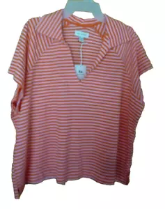 Damenshorts XXXL orange-weiß gestreift Seitenschlitz & Ragland Polo neu - Bild 1 von 2