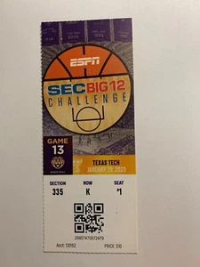 LSU TIGERS vs TEXAS TECH, 28 GENNAIO 2023, BIGLIETTO STUB - Foto 1 di 1