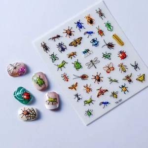 5D Embossed Beetle Bug Bee Spider Nail Art Stickers Self Adhesive DIY TS167 NH27 - Picture 1 of 5