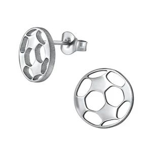 Pair of Stainless Steel Silver Football Stud Earrings Ball Sport Stud Earrings - Picture 1 of 1