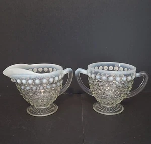 Opalisierend Mondstein Nagelglas Sahne & Zucker Set klar weiß 2 Henkel ohne Deckel - Bild 1 von 16