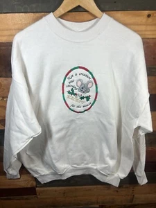 Vintage Twas the night before Christmas Mouse themed SweatShirt Size XL Hanes - Picture 1 of 7