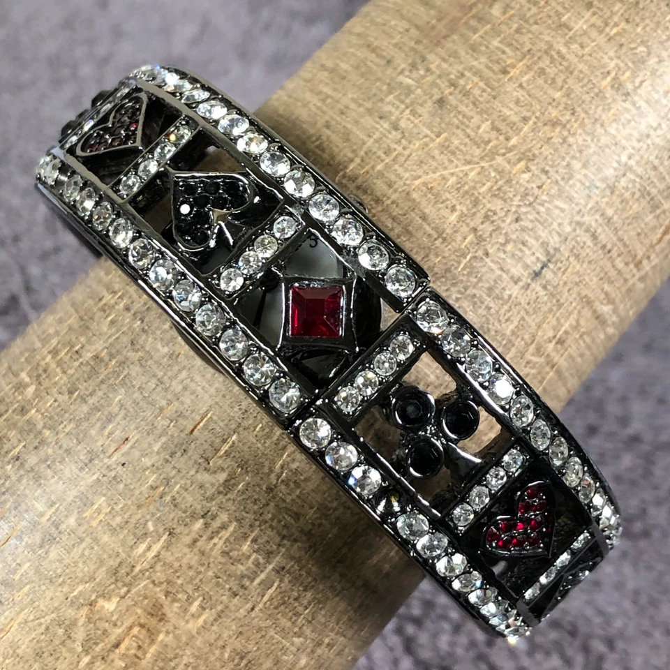 Reloj analógico de cuarzo ovalado pulsera de piedras preciosas brazalete de póker para mujer Suzanne Somers 7" Foto 1 de 4