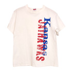 Soffe KU Jayhawks Kansas University White Red Blue Tee T-Shirt Medium